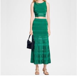 NWT Sandro Green Midi Knit Skirt Women